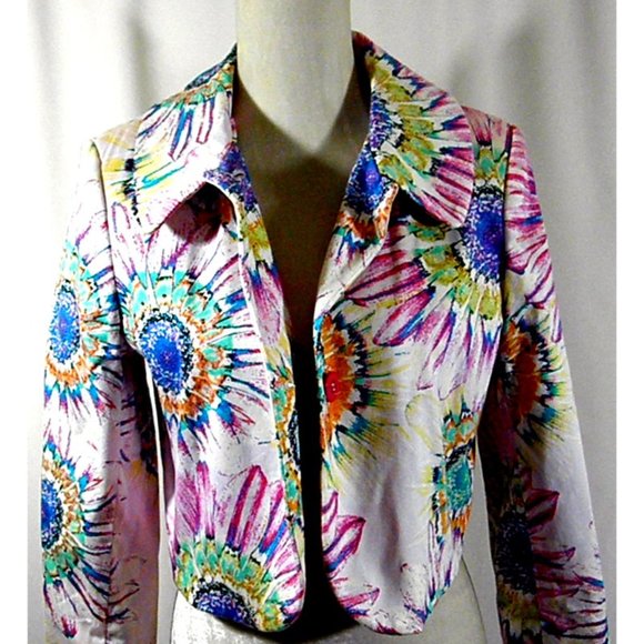 Harvé Bernard Vivacious Spring Blooming Floral Jacket - Picture 12 of 13